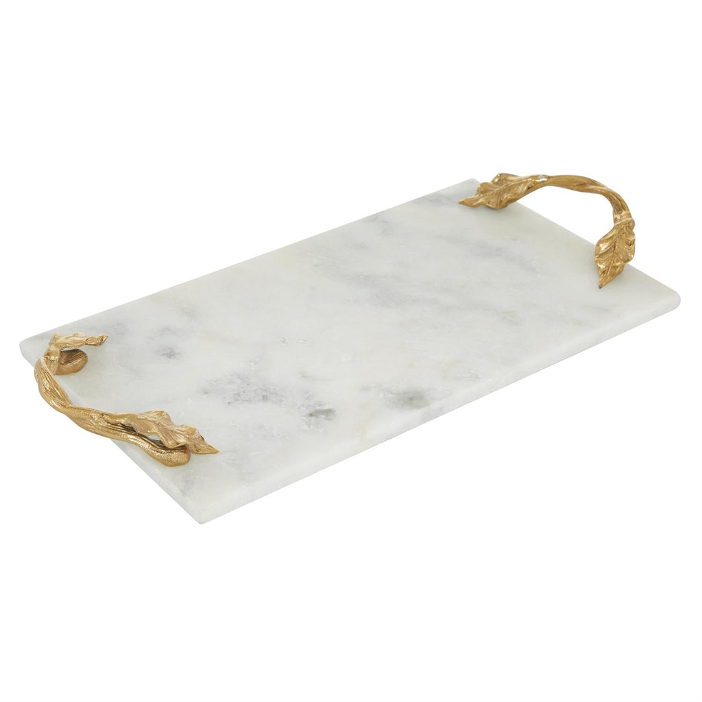 Marble Effect Decorative Tray with Gold Handles
