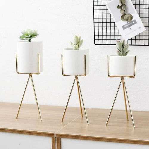 Plant stand with ceramic pots